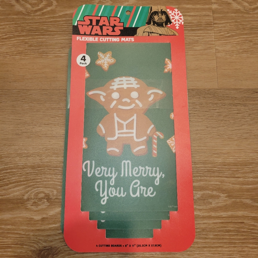 New Star Wars 4 pack Kitchen Flexible Cutting Mats Yoda as Gingerbread Cookie